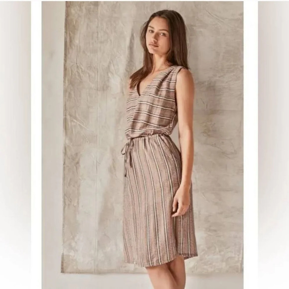 prAna, Organic Cotton Ecotropics‎ Midi Sundress, Copper Stripe, Size XS -NWT - Picture 1 of 15
